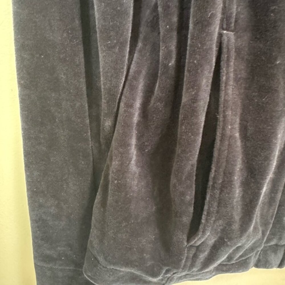 Jones NY Vintage Velour Hoodie Cotton Full Zip Up Hooded Pockets Black Jacket M - Picture 7 of 11